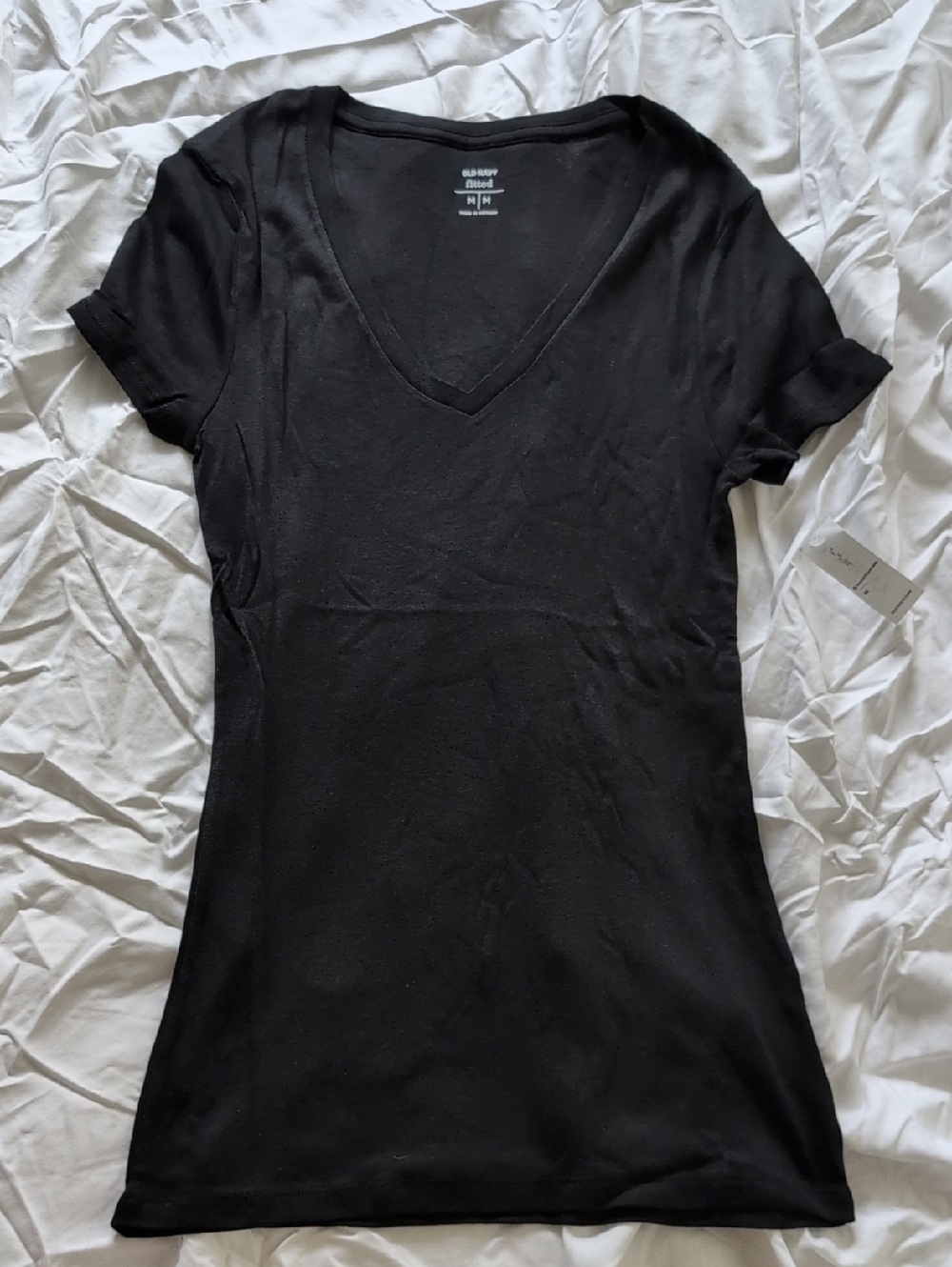 Old Navy Black V-Neck Short Sleeve Slim Tee